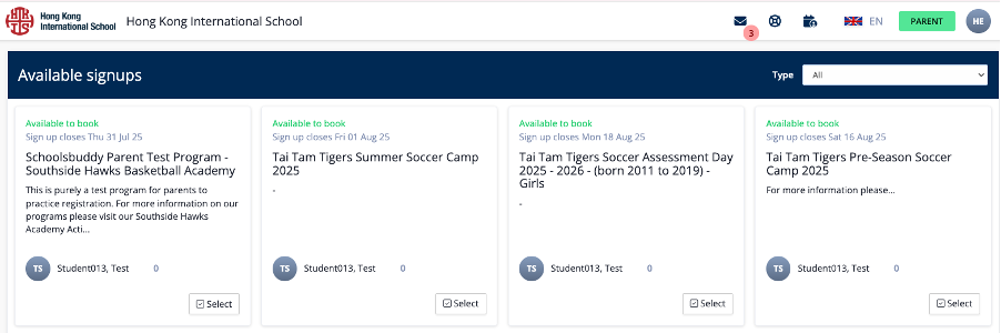 Available Signups